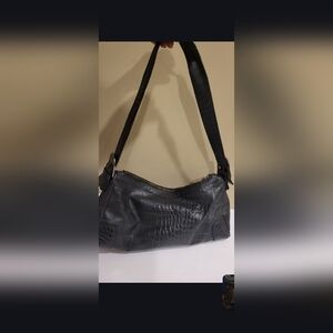 RIPANI ITALY Embossed Pewter Leather Shoulder Black Bag